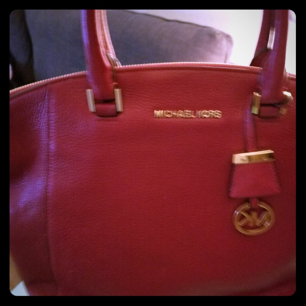 Micheal kors red lamb skin bag